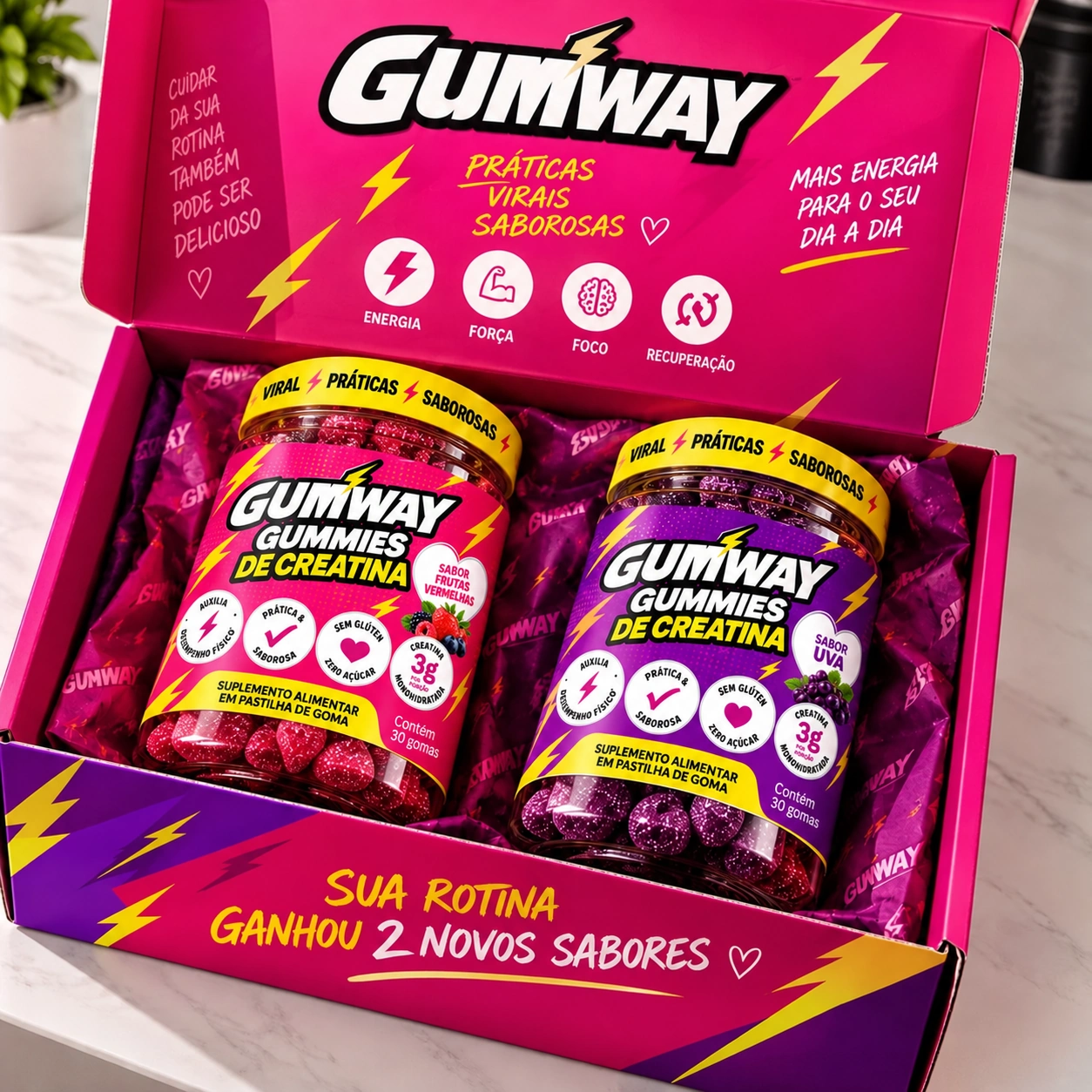 Caixa original Gumway com Uva e Frutas Vermelhas
